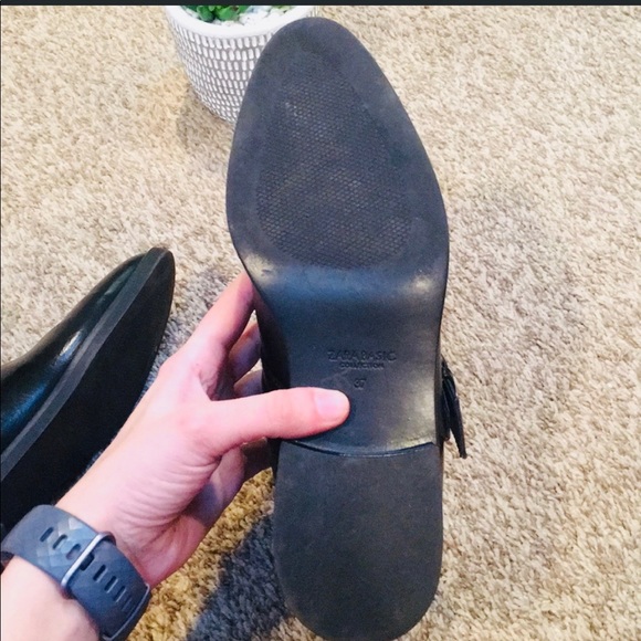 Zara black leather Ankle Boots 7 - Picture 5 of 6